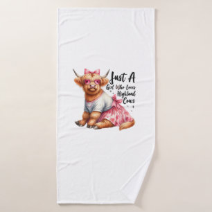 Cow Lover Just A Girl Who Loves Highland Cows Farm Bath Towel