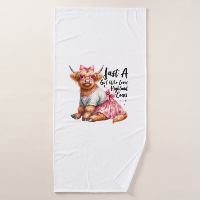 Cow Lover Just A Girl Who Loves Highland Cows Farm Bath Towel (Bath Towel)