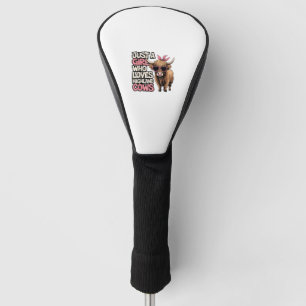Cow Lover Just A Girl Who Loves Highland Cows Farm Golf Head Cover