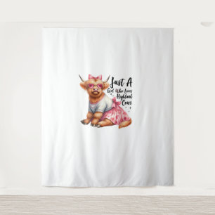 Cow Lover Just A Girl Who Loves Highland Cows Farm Tapestry