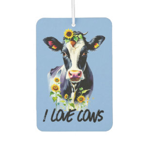 Cow Lovers I Love Cows Holstein Sunflowers Car Air Freshener