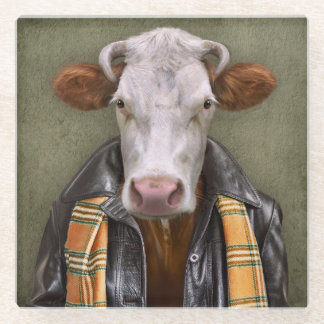 Cow Man Glass Coaster