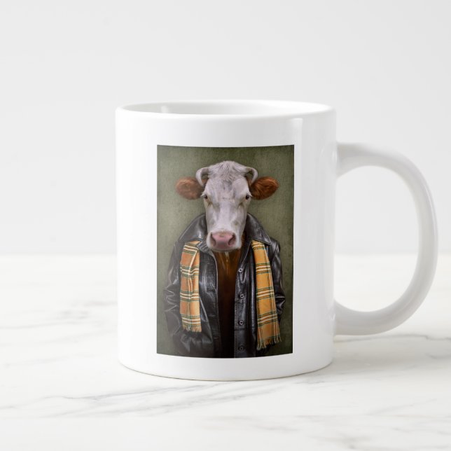 Cow Man Large Coffee Mug (Right)