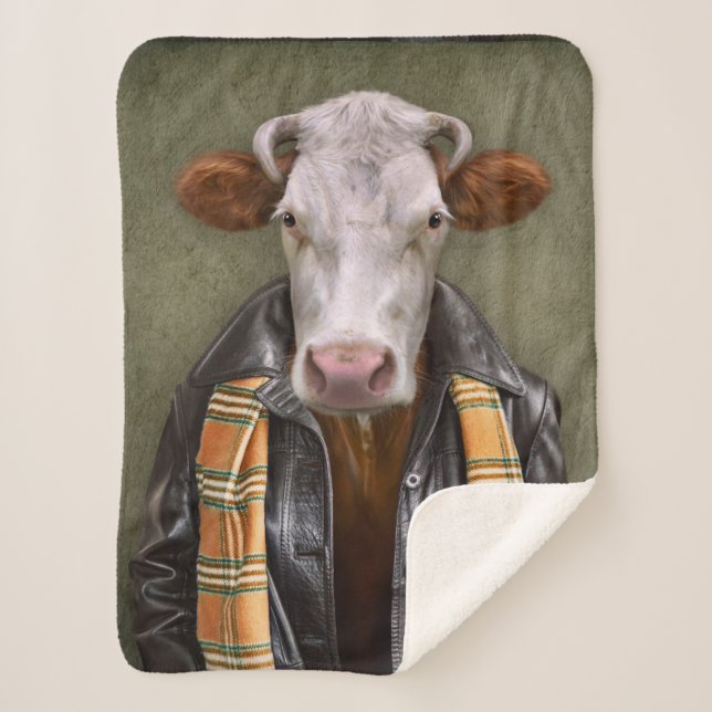 Cow Man Sherpa Blanket (Front)