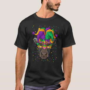 Cow Mardi Gras Animal Face Farmer Carnival Jester T-Shirt