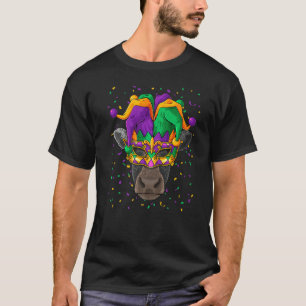 Cow Mardi Gras Animal Face Farmer Carnival Jester T-Shirt