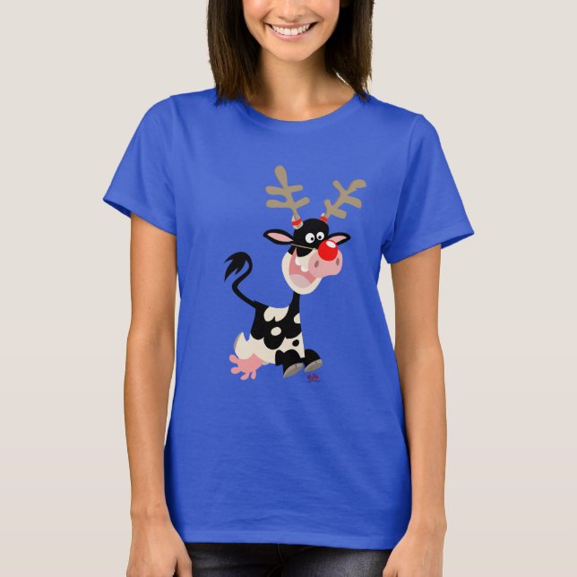 Cow Masquerading as Reindeer Women T-shirt (Front)