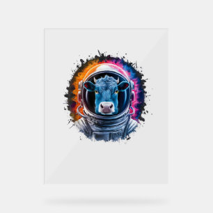Cow Men Woman Cow Colourful Space Astronaut Cow _2 Acrylic Sign
