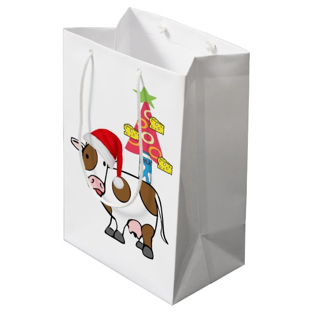 Cow Merry Christmas Gift Bags Country (Back Angled)