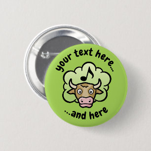 Cow Methane Cartoon Button