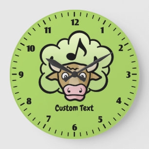 Cow Methane Cartoon Large Clock