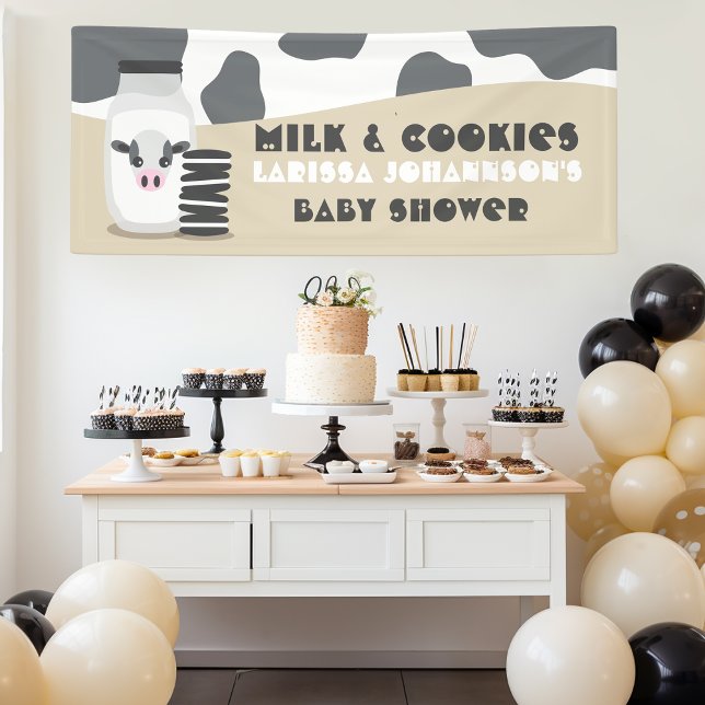 Cow Milk and Cookies Beige Baby Shower Banner (Creator Uploaded)