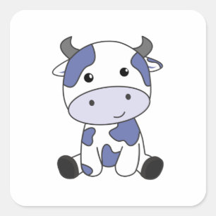 Cow Milk Kawaii Japanese Blueberry Square Sticker