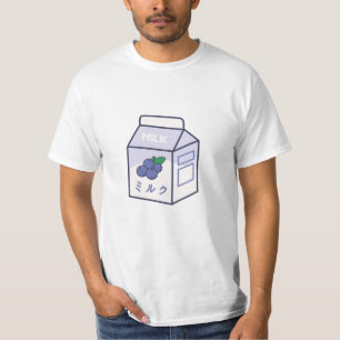Cow Milk Kawaii Japanese Blueberry T-Shirt