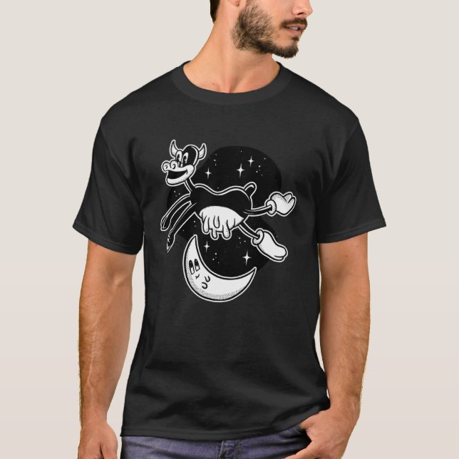 Cow milky-way moon space jump Pullover Hoodie (Front)