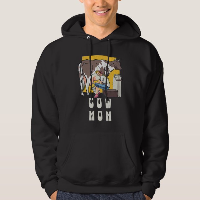 Cow Mom  Farmer Scottish Highland Cows Cowgirl Boy Hoodie (Front)