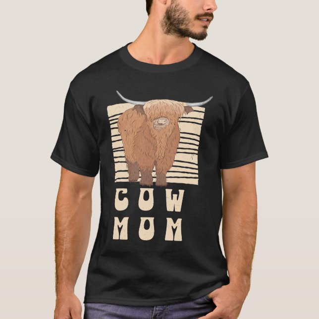 Cow Mom  Farmer Scottish Highland Cows Cowgirl Boy T-Shirt (Front)