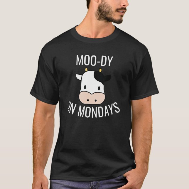 Cow Moody On Mondays For Men Women Kids Cute  Cow T-Shirt (Front)