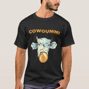 Cow Motif With Chewing Gum In Retro Design Farmer T-Shirt