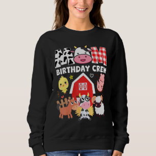 Cow Mum Birthday Crew Farm Theme Animals Kids Birt Sweatshirt