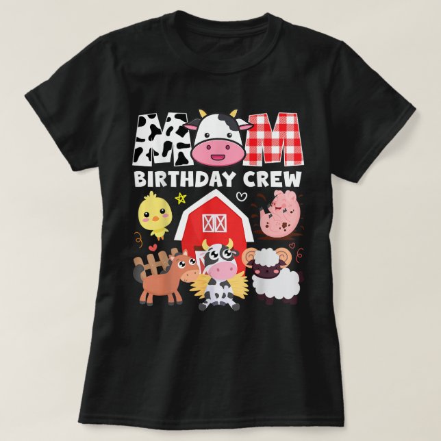 Cow Mum Birthday Crew Farm Theme Animals Kids Birt T-Shirt (Design Front)