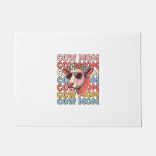 Cow Mum Retro Sunglasses Cow Vintage Engraving Des Doormat
