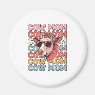 Cow Mum Retro Sunglasses Cow Vintage Engraving Des Magnet