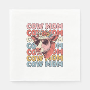 Cow Mum Retro Sunglasses Cow Vintage Engraving Des Napkin