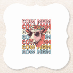 Cow Mum Retro Sunglasses Cow Vintage Engraving Des Paper Coaster