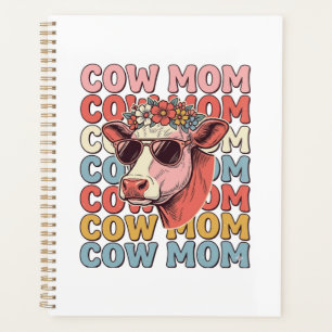 Cow Mum Retro Sunglasses Cow Vintage Engraving Des Planner