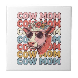 Cow Mum Retro Sunglasses Cow Vintage Engraving Des Tile