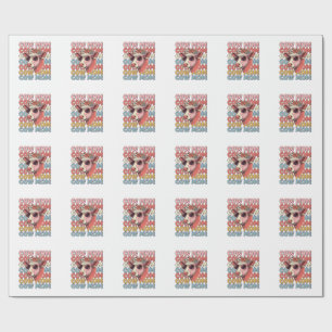 Cow Mum Retro Sunglasses Cow Vintage Engraving Des Wrapping Paper