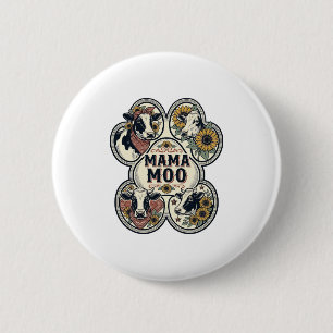 Cow Mum Shirt Vintage Engraving Sunflower Western 6 Cm Round Badge