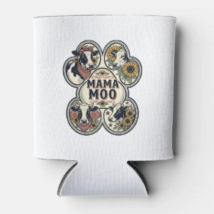 Cow Mum Shirt Vintage Engraving Sunflower Western Can Cooler