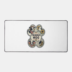 Cow Mum Shirt Vintage Engraving Sunflower Western  Desk Mat