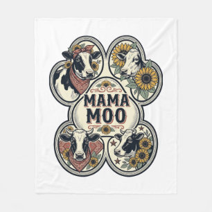 Cow Mum Shirt Vintage Engraving Sunflower Western Fleece Blanket