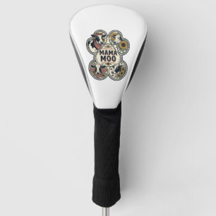 Cow Mum Shirt Vintage Engraving Sunflower Western Golf Head Cover