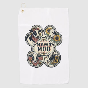 Cow Mum Shirt Vintage Engraving Sunflower Western Golf Towel