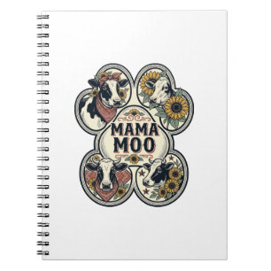 Cow Mum Shirt Vintage Engraving Sunflower Western Notebook