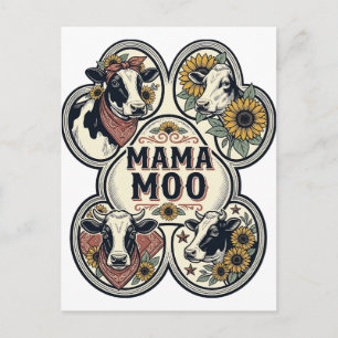 Cow Mum Shirt Vintage Engraving Sunflower Western Postcard