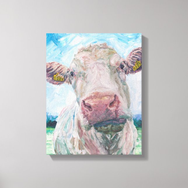 Cow no 04. 0223 Irish Charolais Cow Canvas Print (Front)