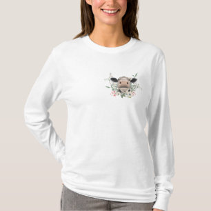 cow nose kiss flowers watercolor grey farm animal T-Shirt