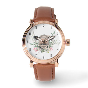 cow nose kiss flowers watercolor grey farm animal watch