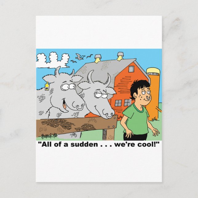 COW / NOSE RING / FARMER KID CARTOON GIFTWARE POSTCARD (Front)