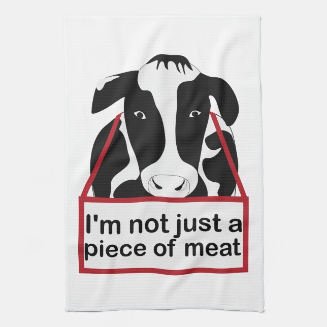 Cow Not Just Meat Funny Kitchen Towel (Vertical)
