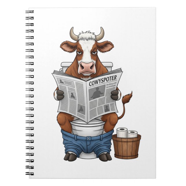 Cow on Toilet , Funny Farm Animal Notebook (Front)