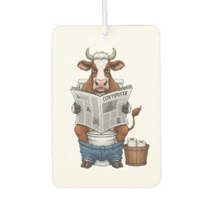 Cow on Toilet PNG, Funny Farm Animal Car Air Freshener
