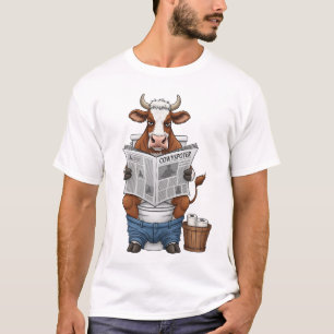 Cow on Toilet PNG, Funny Farm Animal T-Shirt
