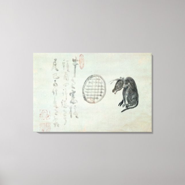 Cow, Oval Window and Haiku Canvas Print (Front)