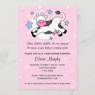 Cow Over Moon Baby Shower Invitation